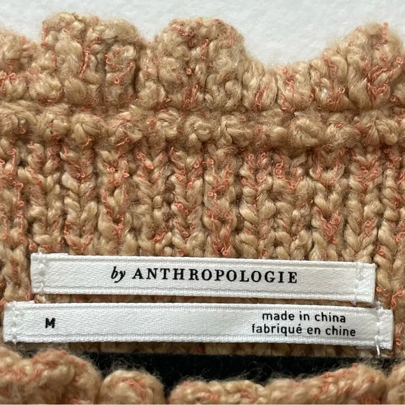 Anthropologie Layered Sweater Vest Blouse Tan White Sheer Floral Women's Medium - Picture 9 of 16